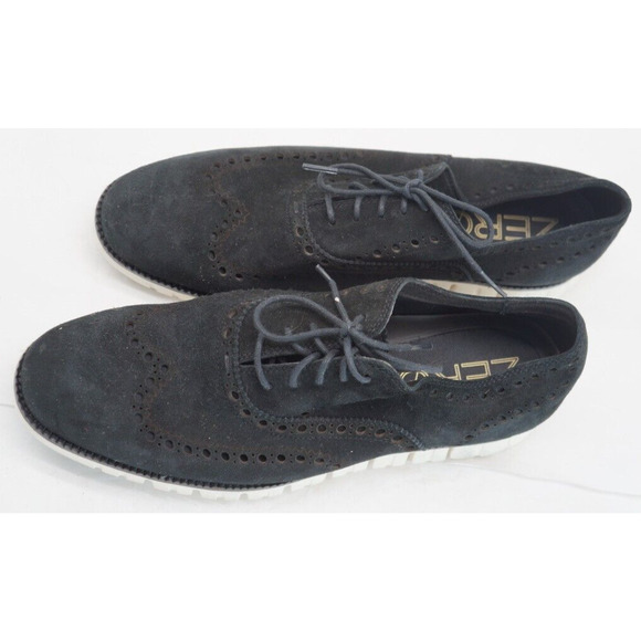 Cole Haan Mens ZeroGrand Size 10.5 Shoes Black Suede Oxford Wingtip Preppy Men main image 3